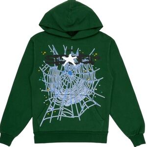 Sp5der x Young thug Green Graphic Hoodie
